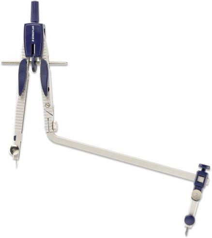 compasso scolastico astuccio a cerniera e prolunga, con tasti  regolazione rapida a frizione e vite centrale micrometrica - 2