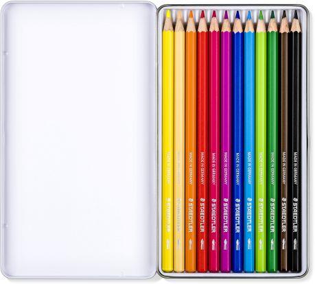 Astuccio in metallo, appendibile, con 12 matite colorate acquerellabili esagonali in colori assortiti linea Design Journey - 3