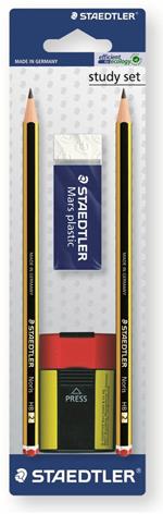 Study Set Staedtler. Con 2 matite, 1 gomma e 1 temperino