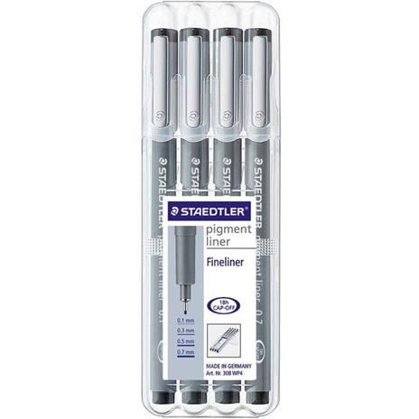 Staedtler Pennarello punta fine 308 WP4 6 pz. Nero 0.1 mm, 0.3 mm, 0.5 mm, 0.7 mm