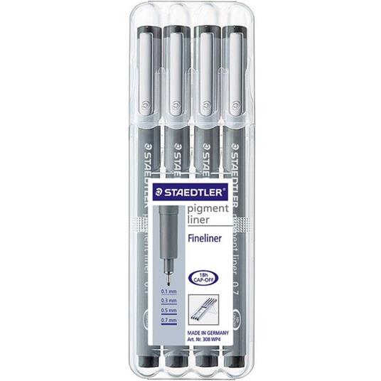 Staedtler Pennarello punta fine 308 WP4 6 pz. Nero 0.1 mm, 0.3 mm, 0.5 mm, 0.7 mm