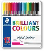 Pennarelli Fineliner Staedtler Brilliant Colours. Confezione 15 colori assortiti