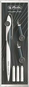 Cartoleria Set calligrafico Herlitz Nicewrite con stilografica calligrafica con 3 pennini in diverse larghezze fusto Nero. Dark Shale Black Herlitz