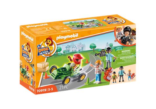 Playmobil 70919 DUCK ON CALL - Ambulanza in azione. Soccorso del pilota da corsa!