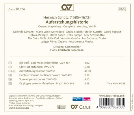 Auferstehungshistorie - CD Audio di Heinrich Schütz - 2