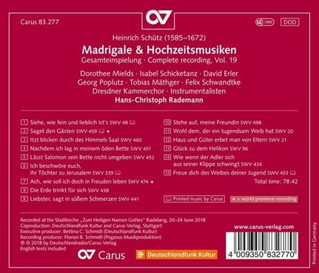 Madrigale & Hochzeitmusik - CD Audio di Heinrich Schütz - 2