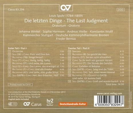 Die Letzten Dingen - CD Audio di Louis Spohr - 2