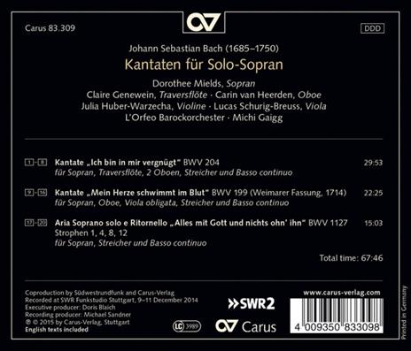 Kantaten fur Solo - Sopran - CD Audio di Johann Sebastian Bach - 2
