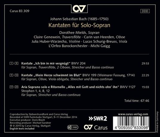 Kantaten fur Solo - Sopran - CD Audio di Johann Sebastian Bach - 2