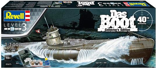 Revell 05675 Set regalo Set DAS BOOT 40th Anniversary, con accessori di base, nave 1:144, 46,5 cm Kit per modelli, Colore Non Laccato, 05675 - 2