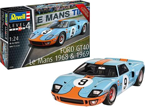 Revell- Vell 07696 Ford GT 40 Le Mans 1968 Limited Edition Model Kit 1:24 Scale 07696-Kit Modello Edizione Limitata Scala, Colore Non Laccato