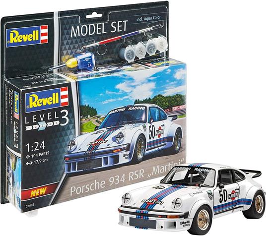 Revell- Model Set Porsche 934 RSR Martin Kit di Modelli in plastica con Adesivo, Colori primari e Pennello, Multicolore, 1/100, 67685