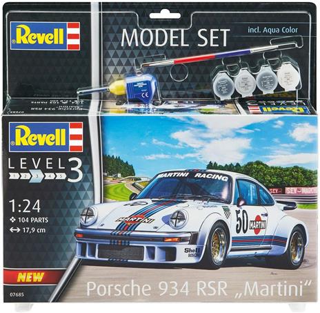 Revell- Model Set Porsche 934 RSR Martin Kit di Modelli in plastica con Adesivo, Colori primari e Pennello, Multicolore, 1/100, 67685 - 2
