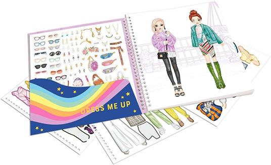Depesche TOPModel 10452 - Quaderno con adesivi Dress Me Up per giovani designer di moda, con 24 pagine e numerosi adesivi, circa 18 x 17,5 x 1 cm - 2