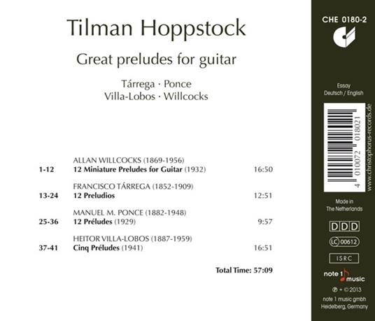 Great Preludes For Guitar - CD Audio di Tilman Hoppstock - 2