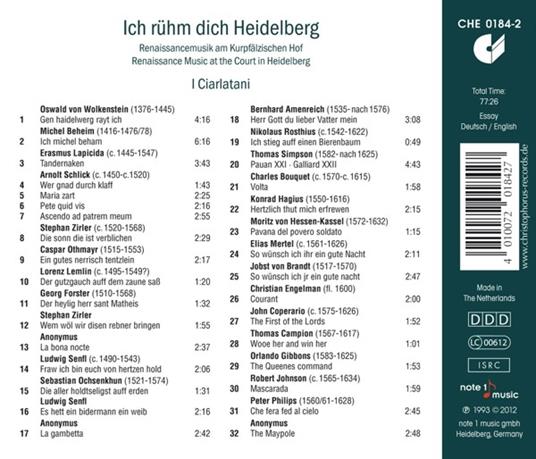 Ich Ruhm Dich Heidelberg - CD Audio di I Ciarlatani - 2