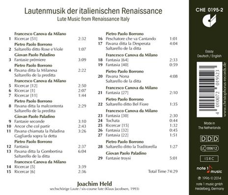 Musique Pour Luth De la - CD Audio di Joachim Held - 2