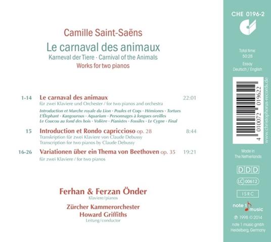 Carnaval des Animaux - CD Audio di Camille Saint-Saëns - 2