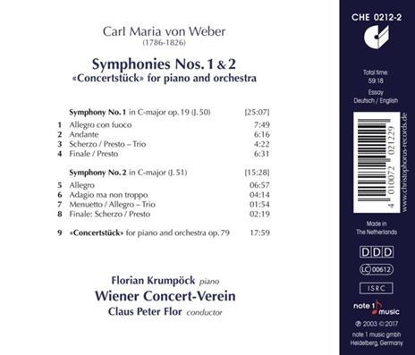 Sinfonie n.1, n.2 - CD Audio di Carl Maria Von Weber - 2