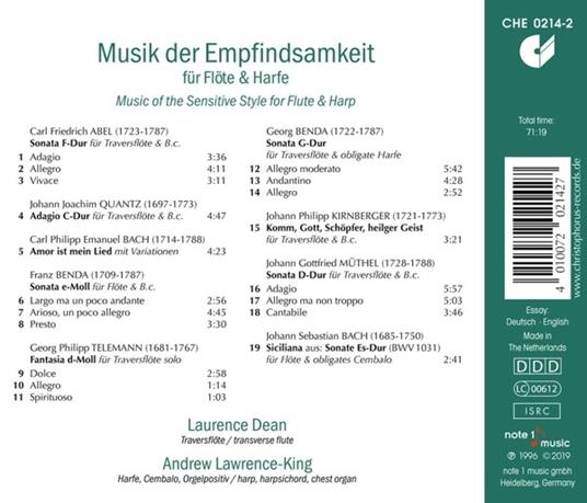 Musik Der Empfindsamkeit Fur Flote & Harfe - CD Audio - 2