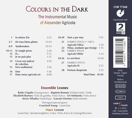 Colours In The Dark - CD Audio di Alexander Agricola - 2