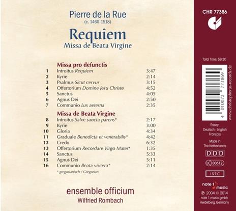 Requiem Missa De Beata Vergine - CD Audio di P. De La Rue - 2