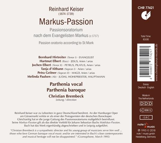 Markus Passion - CD Audio di Kaiser - 2