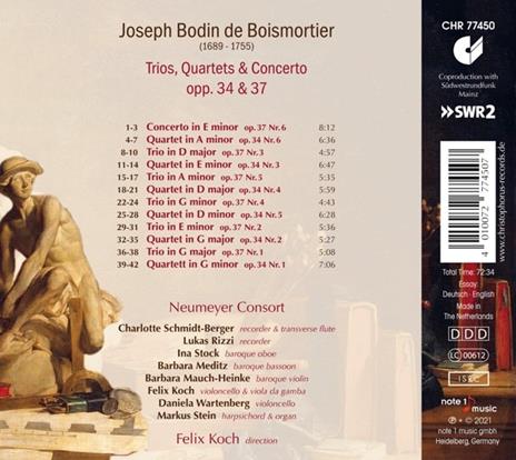 Trios, Quartets & Concert Opp. 34 & 37 - CD Audio di Joseph Bodin de Boismortier - 2