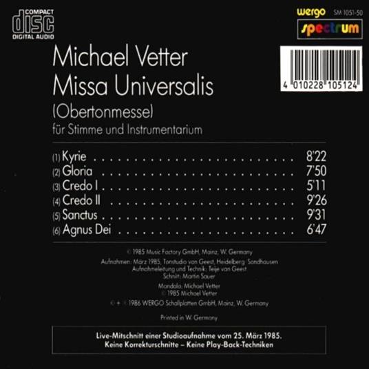 Missa Universalis - CD Audio di Michael Vetter - 2