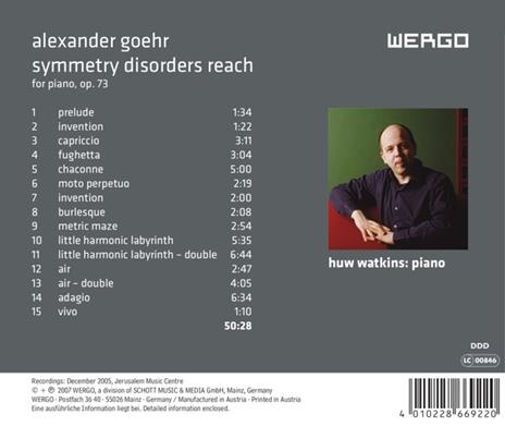 Symmetry Disorders Reach - CD Audio di Alexander Goehr - 2