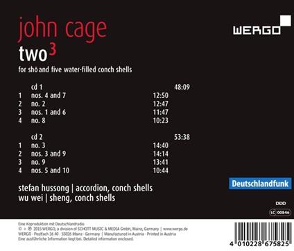 Two3 for Sho & Five Water - CD Audio di John Cage