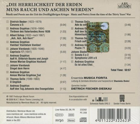 Musica e poesia dell'epoca della guerra dei trent'anni (Reading: Dietrich Fischer-Dieskau) - CD Audio di Musica Fiorita - 2