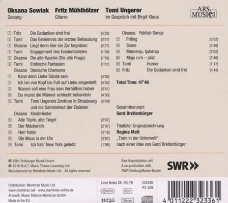 Memento Tomi. Omaggio a Tomi Ungerer - CD Audio di Oksana Sowiak - 2