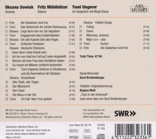 Memento Tomi. Omaggio a Tomi Ungerer - CD Audio di Oksana Sowiak - 2