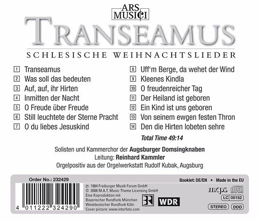 Transeamus. Schlesische Weihnachtsliede - CD Audio di Augsburger Domsingknaben - 2