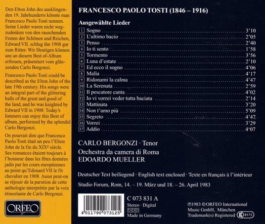 Ausgewahlte Lieder - CD Audio di Francesco Paolo Tosti - 2