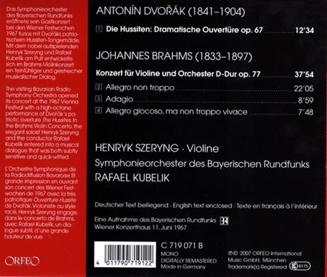 Die Hussiten - Concerto per Violino - CD Audio di Johannes Brahms,Antonin Dvorak - 2