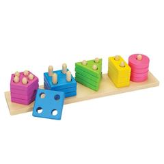 Gioco In Legno Impilabile Tavola Forme 20 Pz.