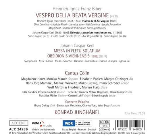 Vespro - Missa - CD Audio di Heinrich Ignaz Franz Von Biber - 2