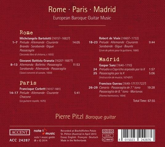 Rome Paris Madrid. European Baroque Guitar Music - CD Audio di Pierre Pitzl - 2
