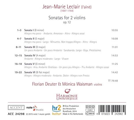 Sonate per 2 violini - CD Audio di Jean-Marie Leclair - 2