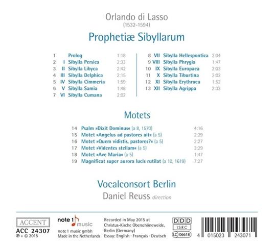 Prophetiae Sibyllarum - CD Audio di Orlando Di Lasso - 2