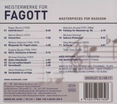 Musica per fagotto - CD Audio - 2