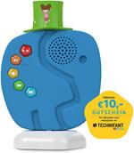 TechniSat TECHNIFANT - Lettore audio e luce notturna per bambini, effetto elefante (con contenuti audio, coniglietto suonabile e intercambiabile, Bluetooth, batteria, senza internet e abbonamento)