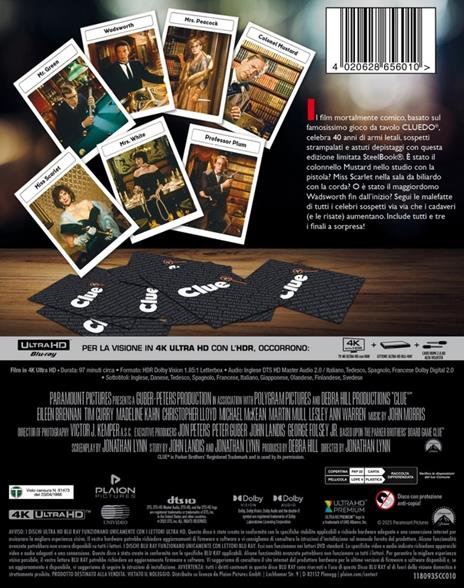 Signori il delitto è servito. Steelbook (Blu-ray + Blu-ray Ultra HD 4K) di Jonathan Lynn - Blu-ray + Blu-ray Ultra HD 4K - 3