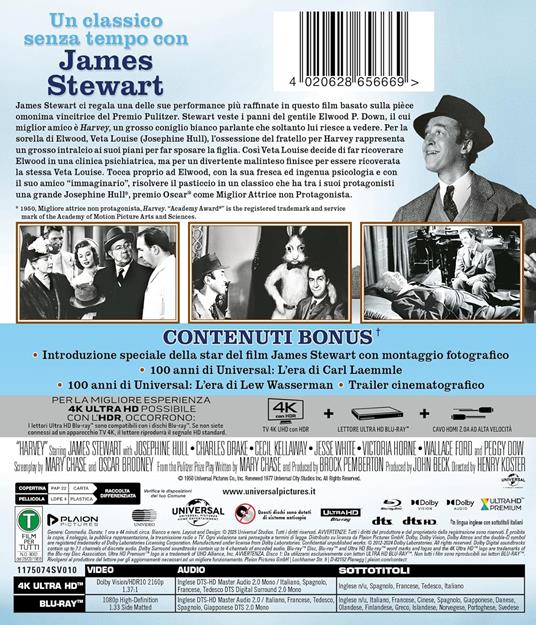 Harvey 75th Anniversary (4K Ultra Hd+Blu-ray) di Henry Koster - Blu-ray + Blu-ray Ultra HD 4K - 3