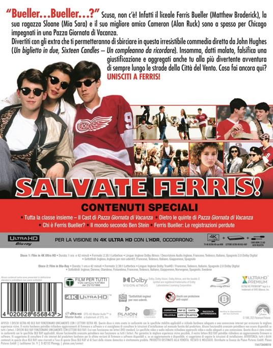 Pazza Giornata Di Vacanza (Una) (4K Ultra Hd+Blu-ray) di John Hughes - Blu-ray + Blu-ray Ultra HD 4K - 2