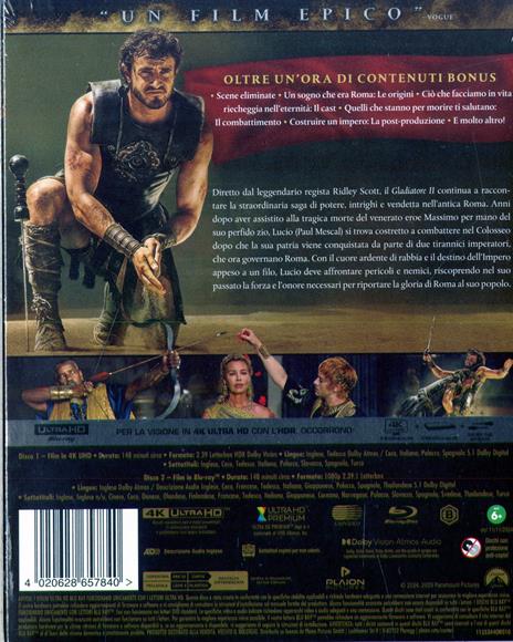 Il Gladiatore 2 (4K Ultra Hd+2 Blu-Ray) di Ridley Scott - Blu-ray + Blu-ray Ultra HD 4K - 2