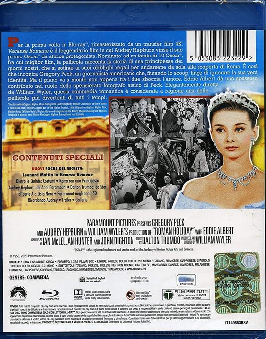 Vacanze Romane (Blu-ray) di William Wyler - Blu-ray - 2