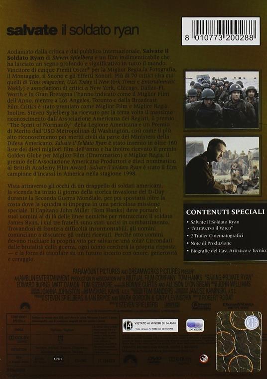 Salvate il soldato Ryan (2 DVD) di Steven Spielberg - DVD - 2